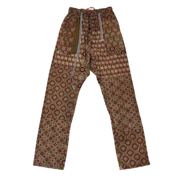 Dr. Collectors P23 Ajrakh Coffee Print A Pants Women's Medium Boho Indie - Picture 1 of 14